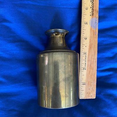 BRASS CONTAINER FROM INDIA, HARMONICA AND OTHER MISC ITEMS