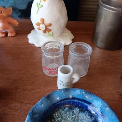 BRASS CONTAINER FROM INDIA, HARMONICA AND OTHER MISC ITEMS