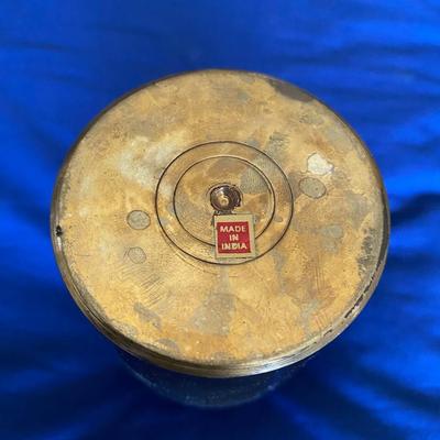 BRASS CONTAINER FROM INDIA, HARMONICA AND OTHER MISC ITEMS