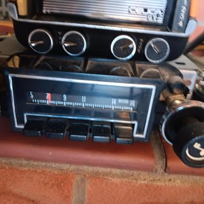 OLD SCHOOL AUTO 8-TRACK PLAYER, AM RADIO AND 2 SETS OF SPEAKERS
