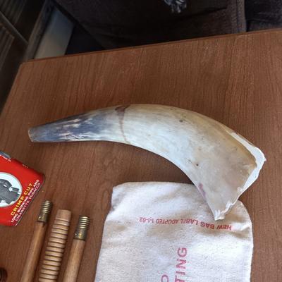 DIAMOND STUDDED CORE SAMPLE DRILLING BIT, RIFLE CLEANING ROD, DUCK CALL, HORN AND MORE