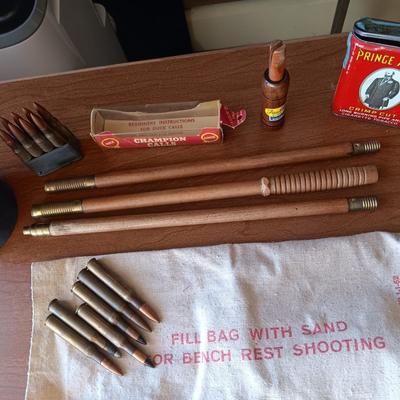 DIAMOND STUDDED CORE SAMPLE DRILLING BIT, RIFLE CLEANING ROD, DUCK CALL, HORN AND MORE