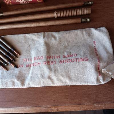 DIAMOND STUDDED CORE SAMPLE DRILLING BIT, RIFLE CLEANING ROD, DUCK CALL, HORN AND MORE