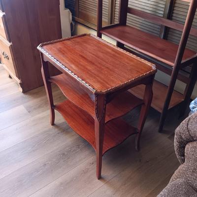 3 TIER SIDE TABLE AND A FOLDING SHELF