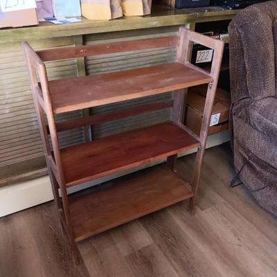 3 TIER SIDE TABLE AND A FOLDING SHELF