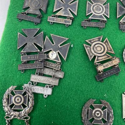 WWII US ARMY QUALIFICATION MEDALS, BADGES/PINS AND MORE (Sterling silver).