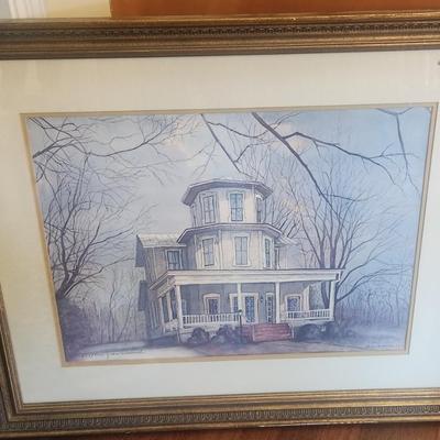 Signed and Numbered 204/500 Jean W. Wood, Local Artist, Framed Print Of House 34