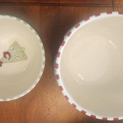 Set Of Two Glass Christmas Serving Bowls