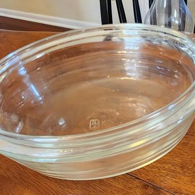 Set Of Three Glass Baking Dishes, Third Dish Can Be Used As Lid For Second Dish
