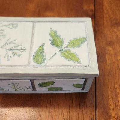Thick Glass Small Box With Herbs On It