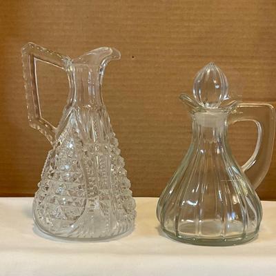 Vintage Crystal glass cruet, Vintage Cut Glass Cruet w/stopper