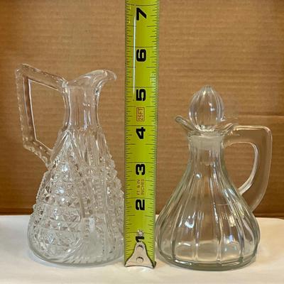 Vintage Crystal glass cruet, Vintage Cut Glass Cruet w/stopper