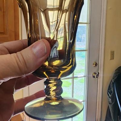 Brown Glass Set, Three Sizes All Sets Of Eight