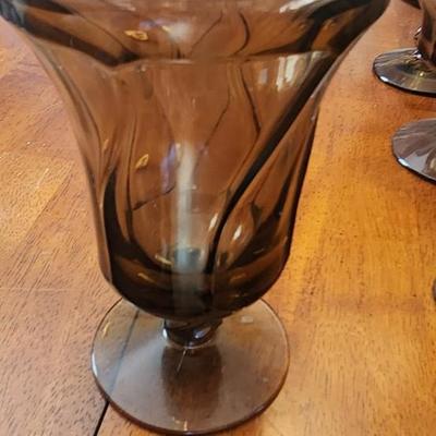 Brown Glass Set, Three Sizes All Sets Of Eight