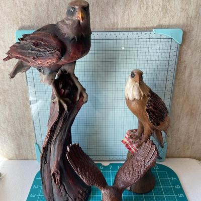 2 Wood Eagles & tall eagle is resin