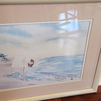 Set Of Two Women On Beach Prints Framed 21.5