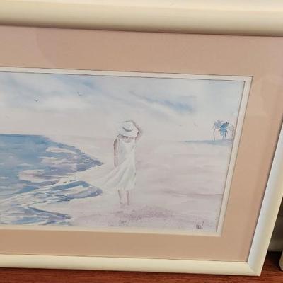Set Of Two Women On Beach Prints Framed 21.5