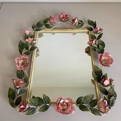Metal Floral Mirror, Wall Art, and Frame