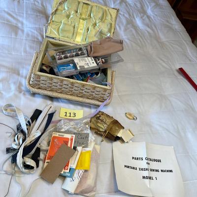 Vintage sewing basket full