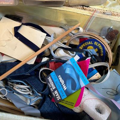 Vintage sewing basket full