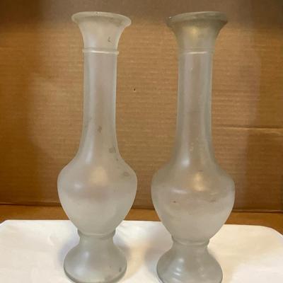 Vintage frosted vases