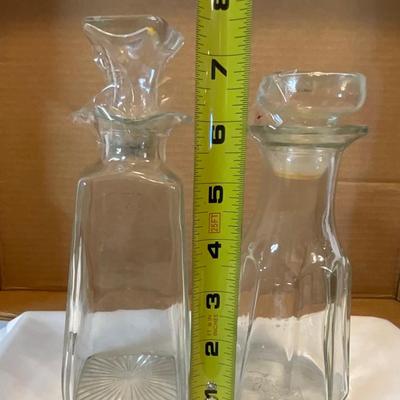 Vintage bottle w/pour spout/stopper, Vintage good seasons glass bottle w/stopper,