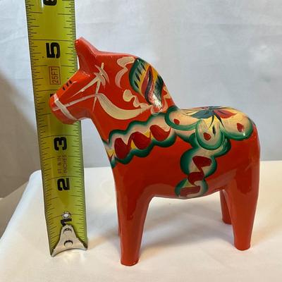 Vintage Rare Nils Olsson Red Dala Horse. Dalarna Swedish Design Folk Art