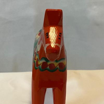 Vintage Rare Nils Olsson Red Dala Horse. Dalarna Swedish Design Folk Art