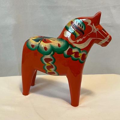 Vintage Rare Nils Olsson Red Dala Horse. Dalarna Swedish Design Folk Art