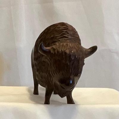 Beautiful Hand Carved Buffalo, mahogany wood