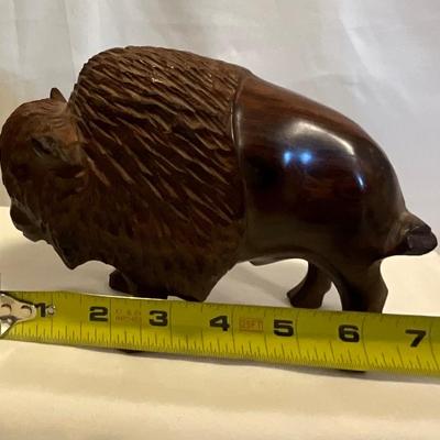Beautiful Hand Carved Buffalo, mahogany wood