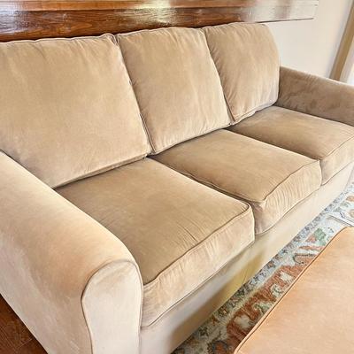 LA-Z-BOY ~ Corduroy Sofa With Matching Ottoman In Camel