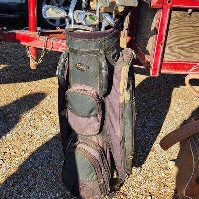 Black Golf Bag With Clubs