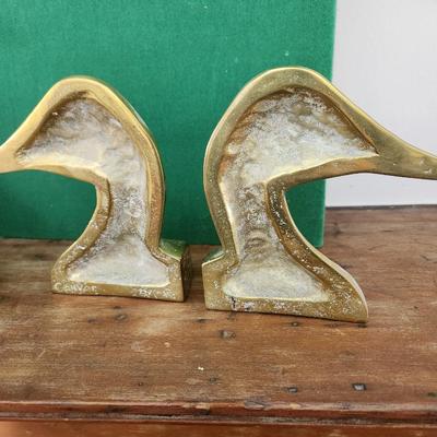3 Sets of Heavy Brass Duck Bookends