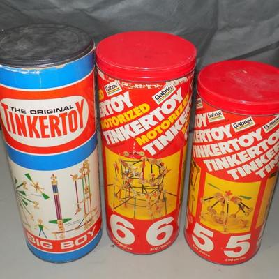 3 Vintage Tinker Toy Sets