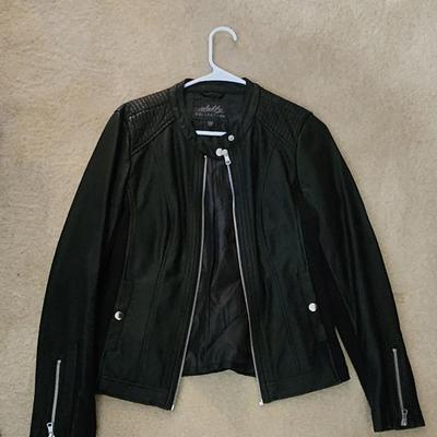 Shebby Collection Women's Faux Leather Black Jacket Size Med