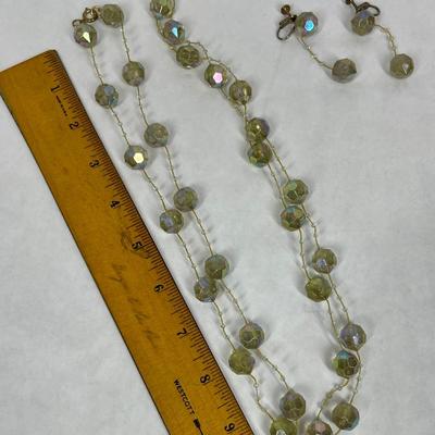 Vintage Necklace and Earring Set Multi Faceted Plastic Beads