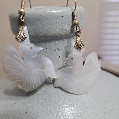 Costume Jewelry - White Bird Earrings