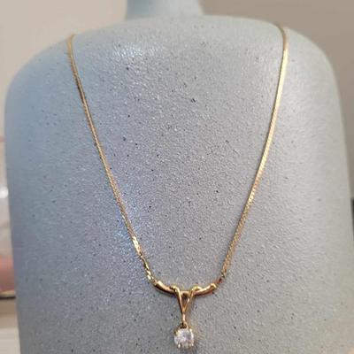 Costume Jewelry - Diamond Pendant Necklace