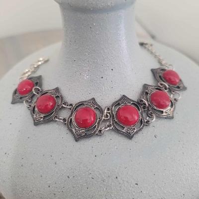Costume Jewelry - Red And Silver Bracelet