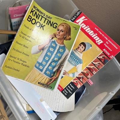 Tub of sewing books & kits