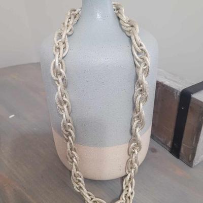 Costume Jewelry - Thick Silver Chain Necklace