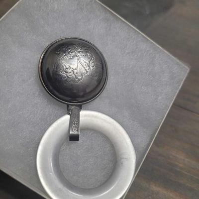 Unique Sterling Silver Kitten Teething Ring Baby Rattle, Never Used, Still In Bag