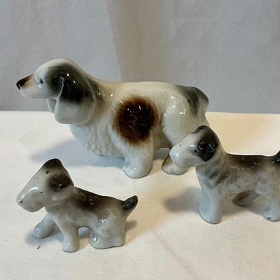 Vintage Porcelain Dog figurines 1950s stamped Japan