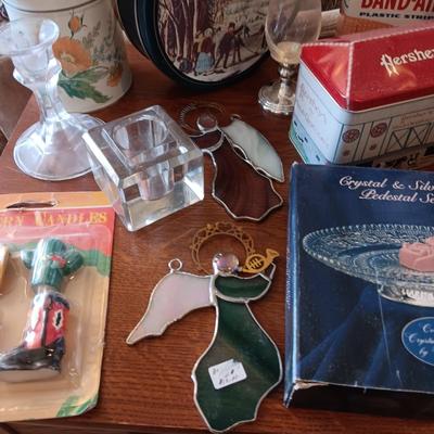 LARGE LOT OF CANDLES, TINS, CANDLE HOLDERS AND MORE