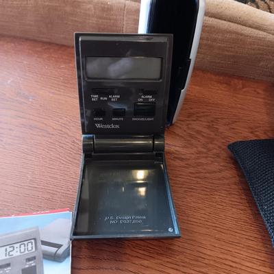 MAGLITE, TRAVEL ALARM CLOCK, TRANSLATOR, MICROCASSETTE RECORDER AND HEADLAMP