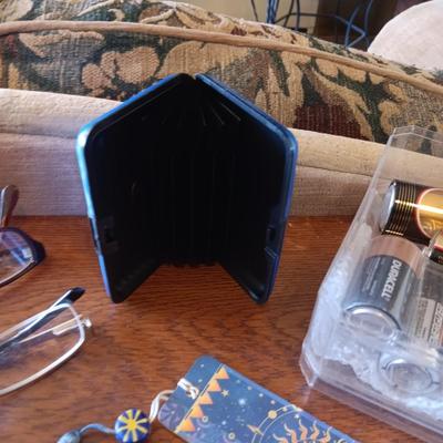 READERS AND SUNGLASSES, FLASHLIGHTS, DECK OF CARDS, BATTERIES AND MORE