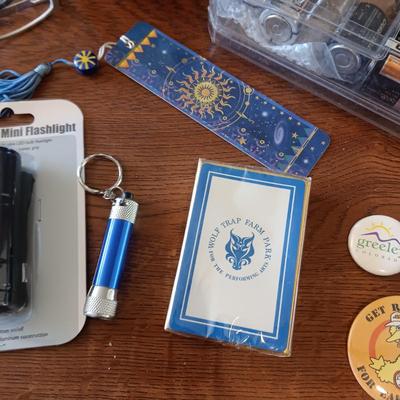 READERS AND SUNGLASSES, FLASHLIGHTS, DECK OF CARDS, BATTERIES AND MORE