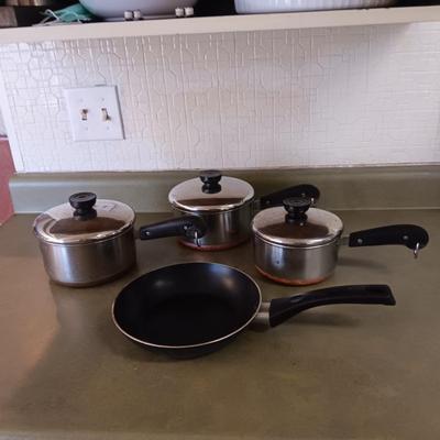 REVERE WARE SAUCEPANS AND SMALL SKILLET