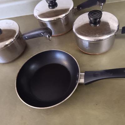 REVERE WARE SAUCEPANS AND SMALL SKILLET